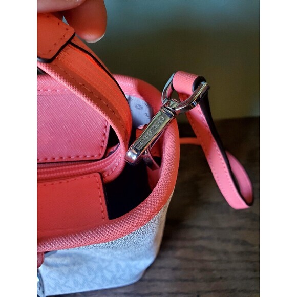 Michael Kors Jet Set Travel Extra-Small Logo Top-Zip Tote Bag Dark Pink Coral - Picture 6 of 12